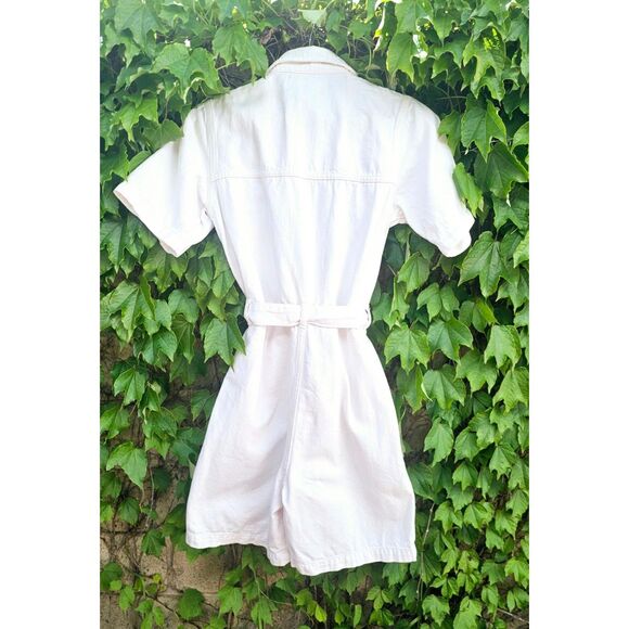 REFORMATION RENEWED WHITE DENIM SHORTS JUMPSUIT SIZE 0 ECO FRIENDLY - Picture 5 of 7